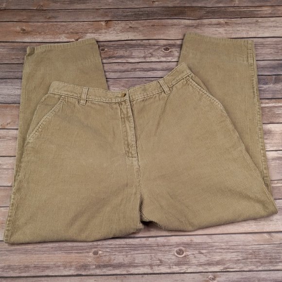 Woolrich Size 14 Khaki Corduroy Cropped Pants High Rise - Picture 4 of 8